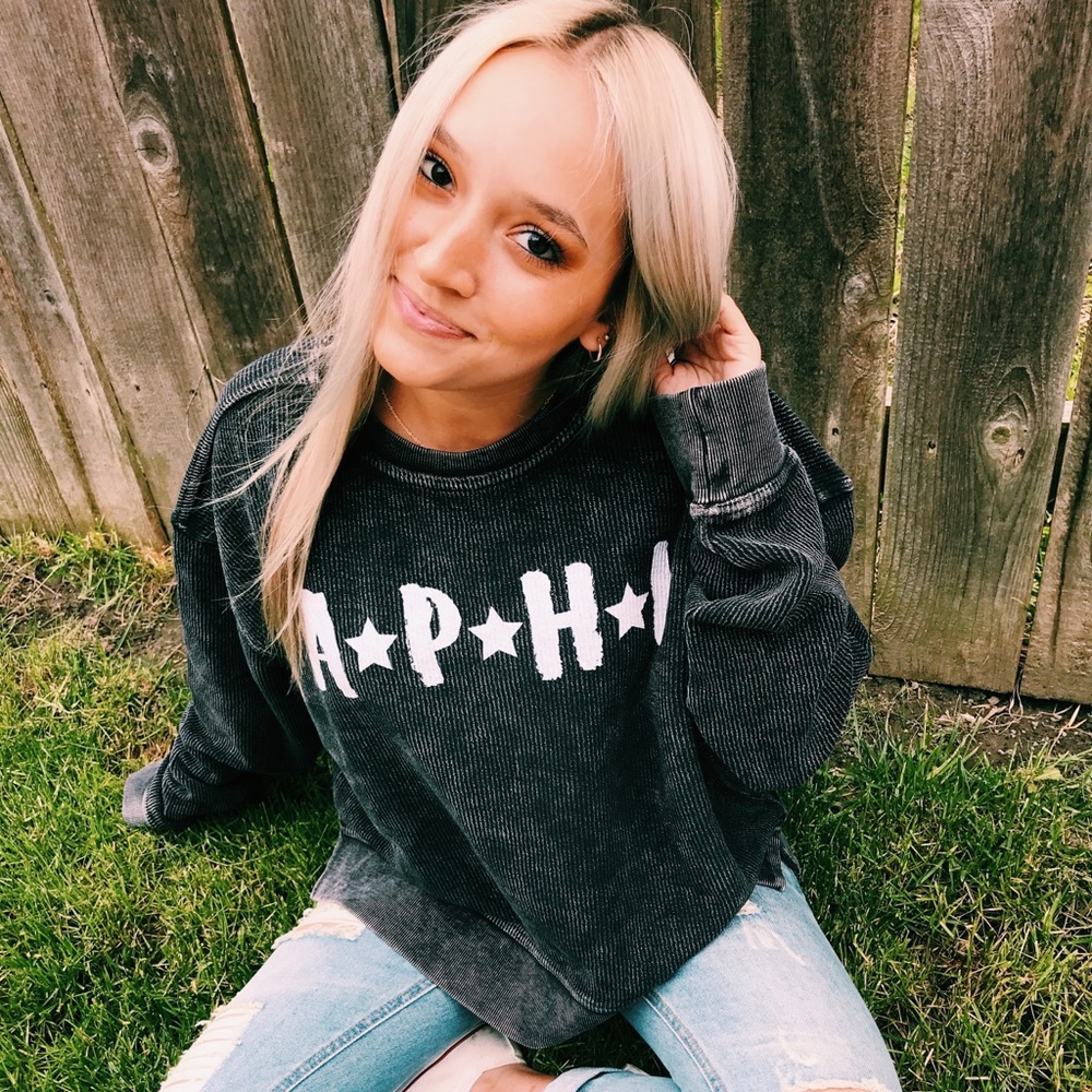 Alpha Phi Boxy Corded Crew